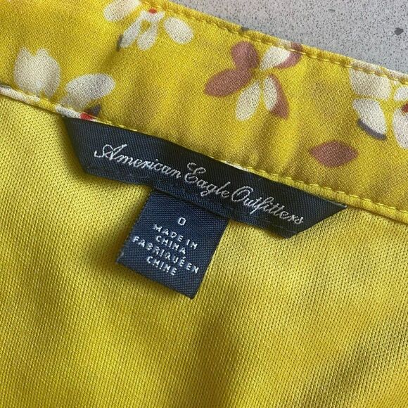 American Eagle Outfitters Chic Yellow Floral Feminine Pleated Mini Skirt, 0/XS - Picture 8 of 10